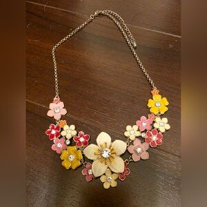 Floral Statement Necklace in Pink, Yellow, and Cream